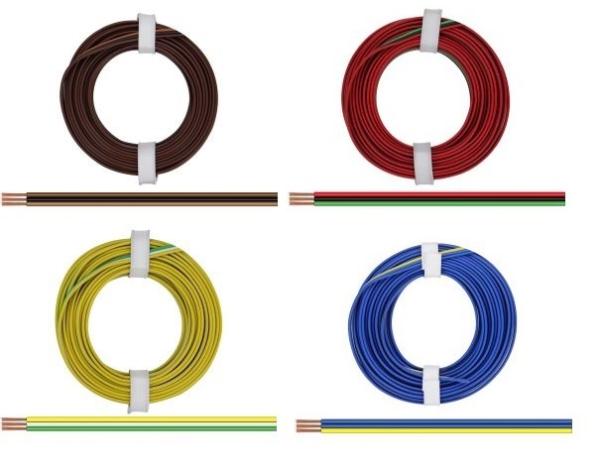 Kupferlitze, 3 x 0,14 mm², 3-adrig, dreifarbig,  5 m Ring, verschiedene Farben zur Auswahl